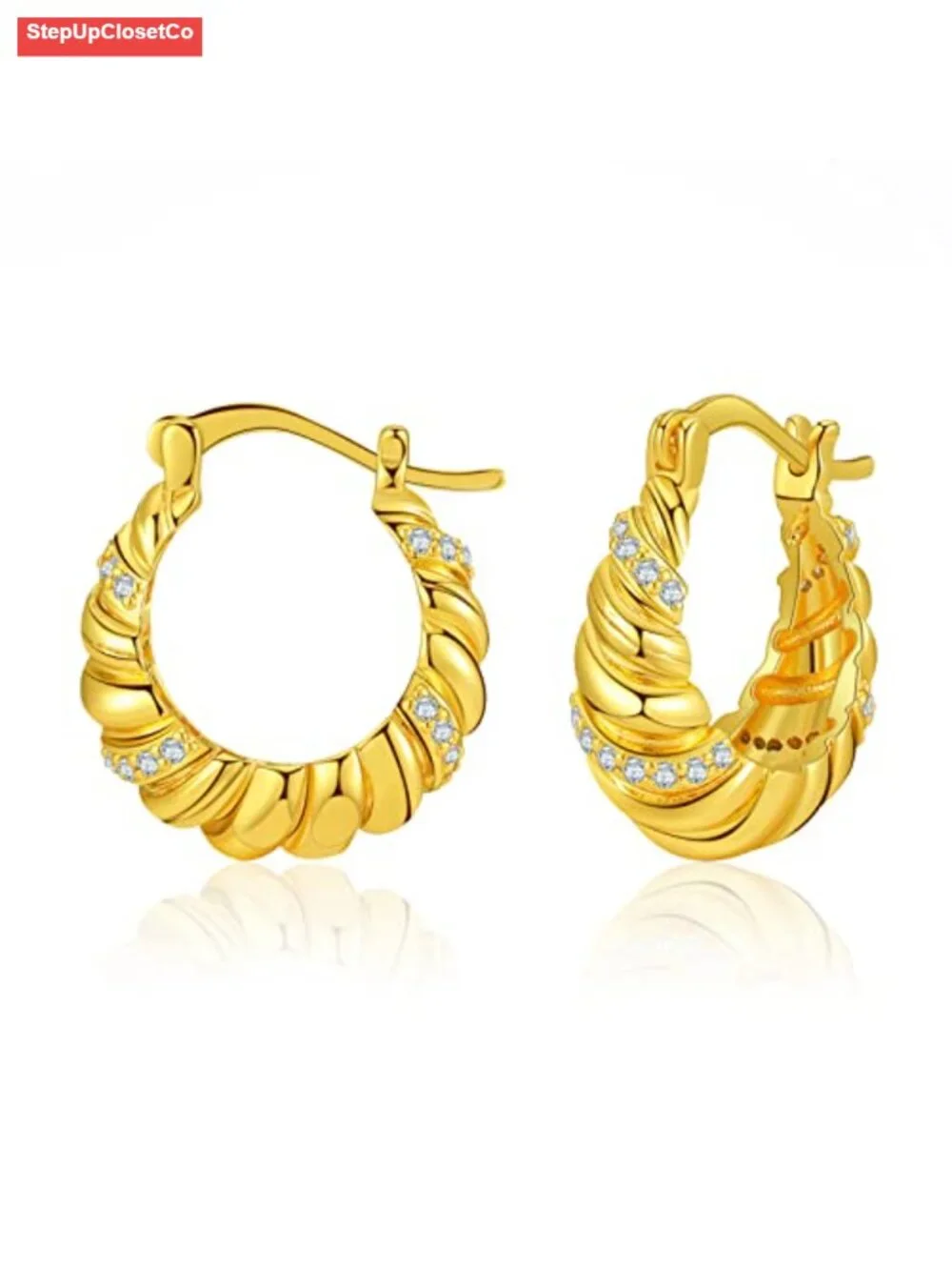 Chunky Gold Hoop Earrings - 18K Plated, Lightweight Hypoallergenic Earrings